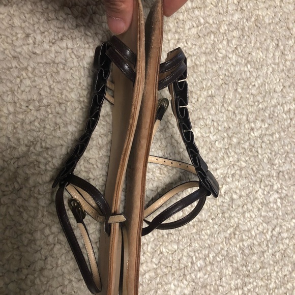 Rickard Shah Brown Leather Strappy Sandals - Picture 3 of 6